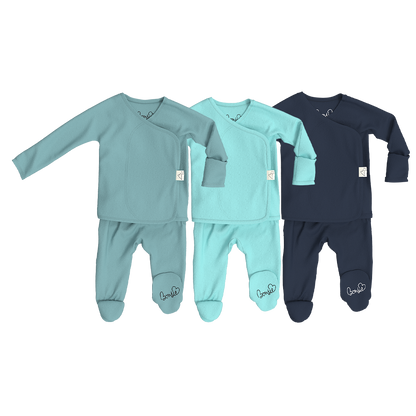 Baby Bundle Footie - Ripple, Tiny Tide + Midnight