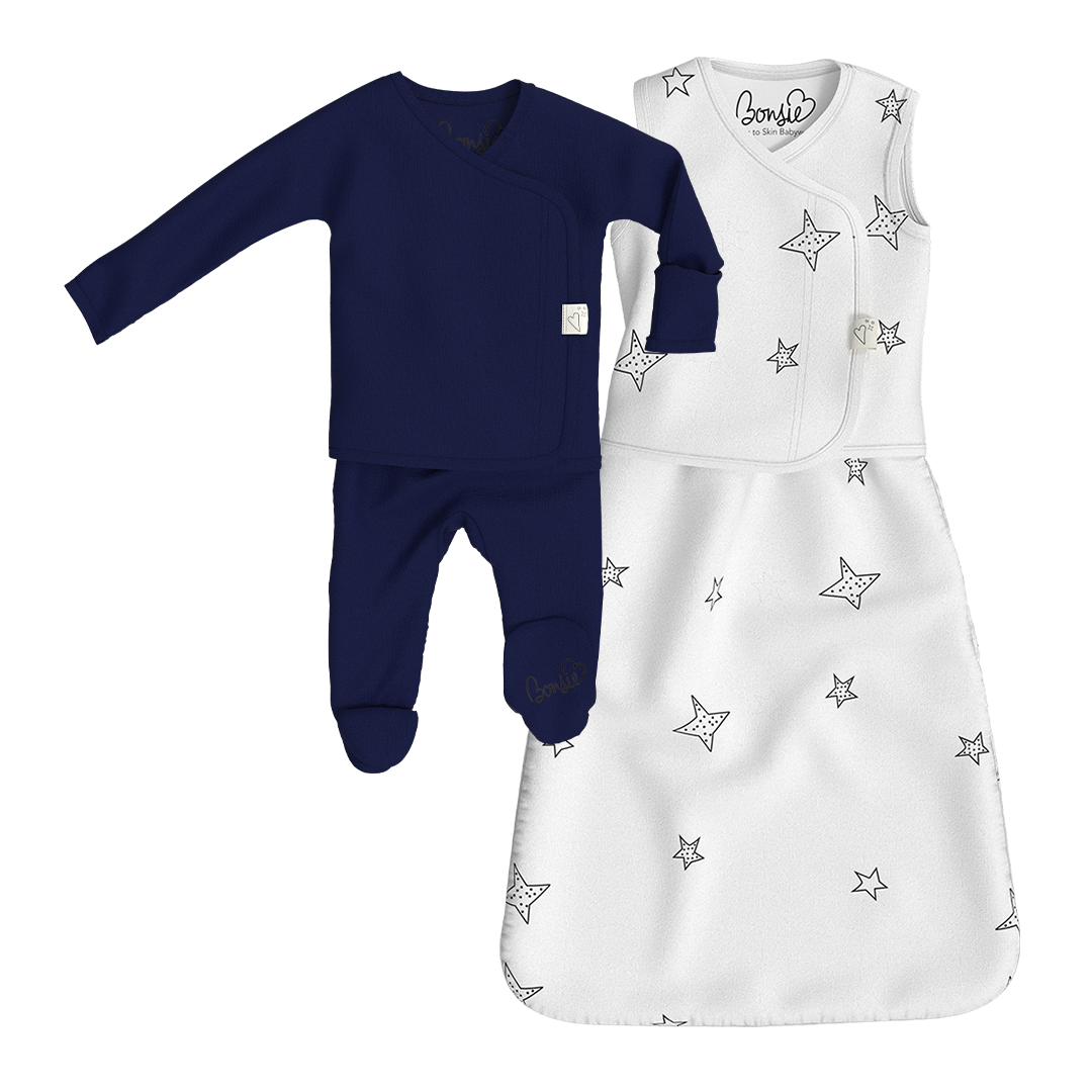 Cuddle Bundle - Stars Cuddle Sack + Midnight Footie